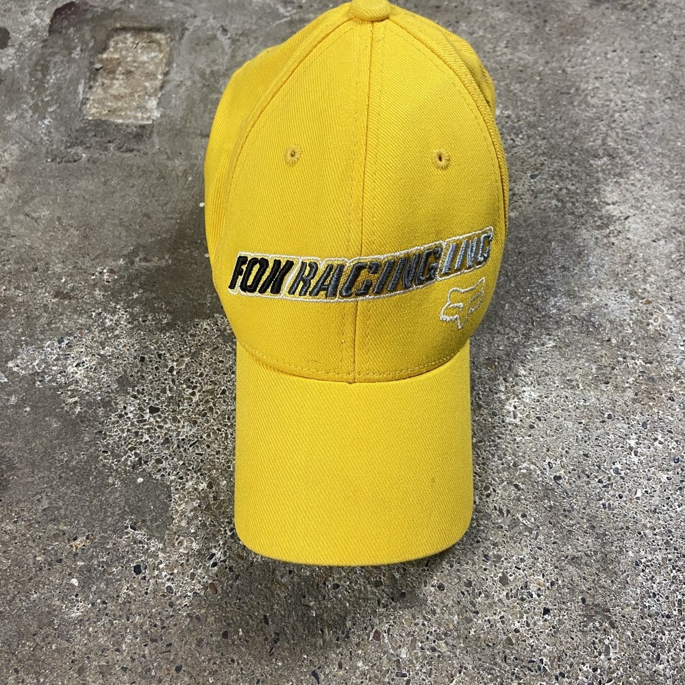 Vintage Y2K Fox Racing Cap Size Small Yellow Motorcross Embroidered Logo